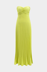 Pleated Strapless Sleeveless Maxi Dress With Tie